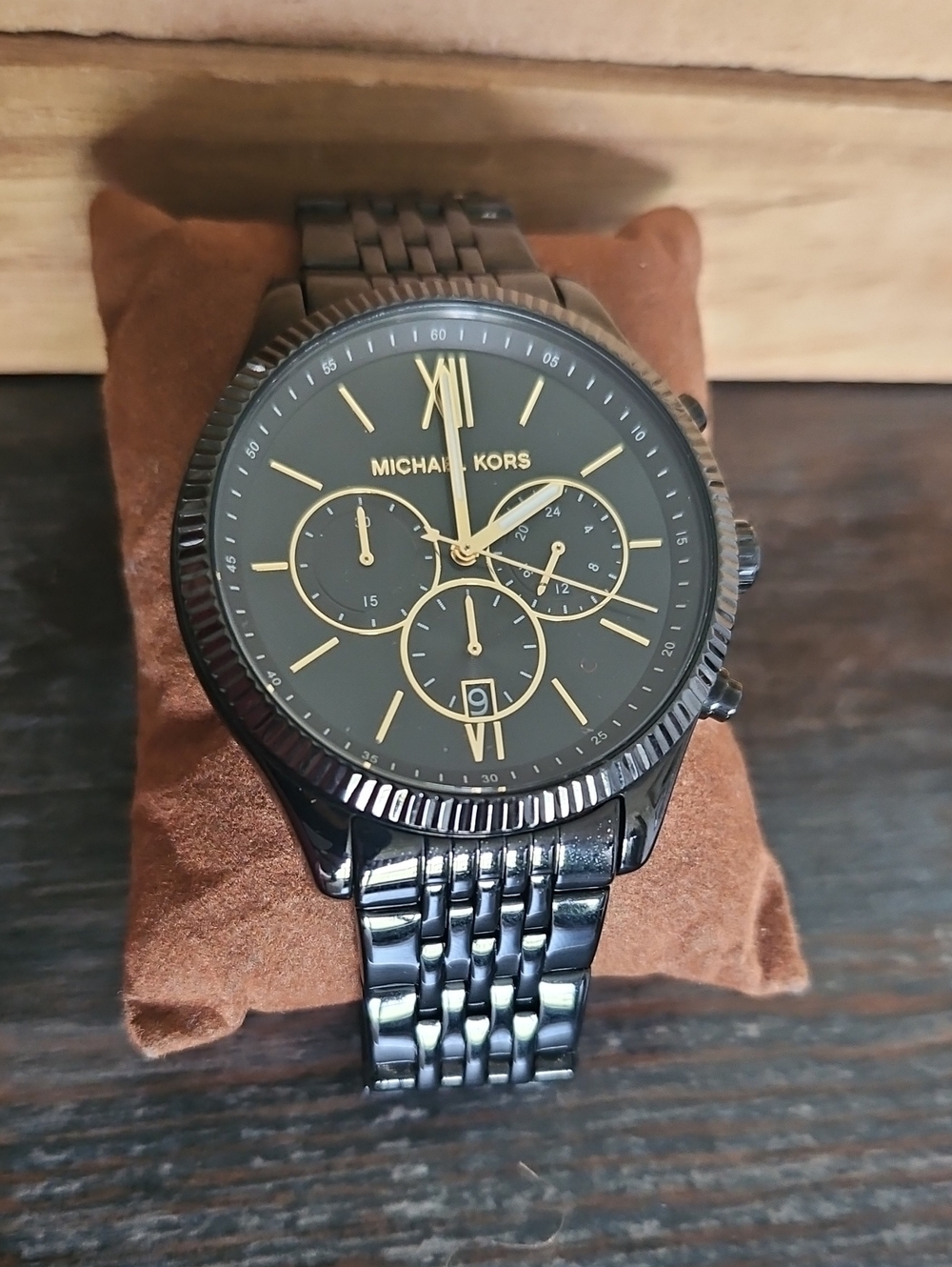 Michael Kors Black and Gold Chronograph Bracelet Watch